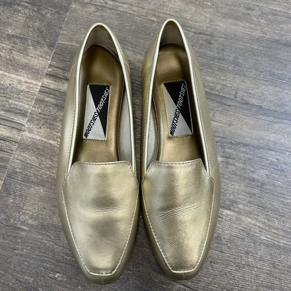 Mootsies Tootsies Leather‎ Women Size 6.5 Gold Slip On Flats 33751 - Picture 2 of 10